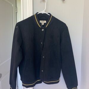 Black suede jacket with gold trim